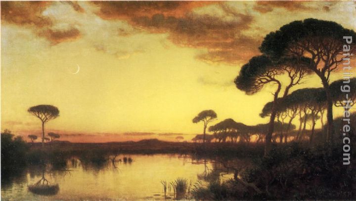 Sunset Glow, Roman Campagna painting - William Stanley Haseltine Sunset Glow, Roman Campagna art painting